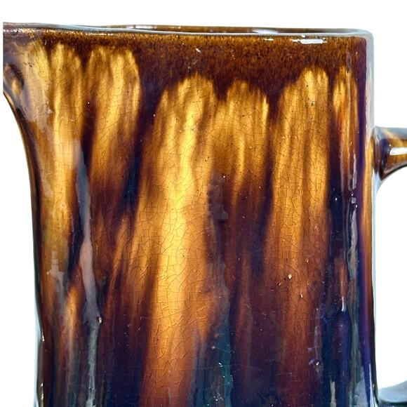 Antique Bennington Rockingham Tall Earthenware Pottery Pitcher-Excellent! - Picture 4 of 11